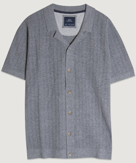Textured Button-Down Polo Shirt