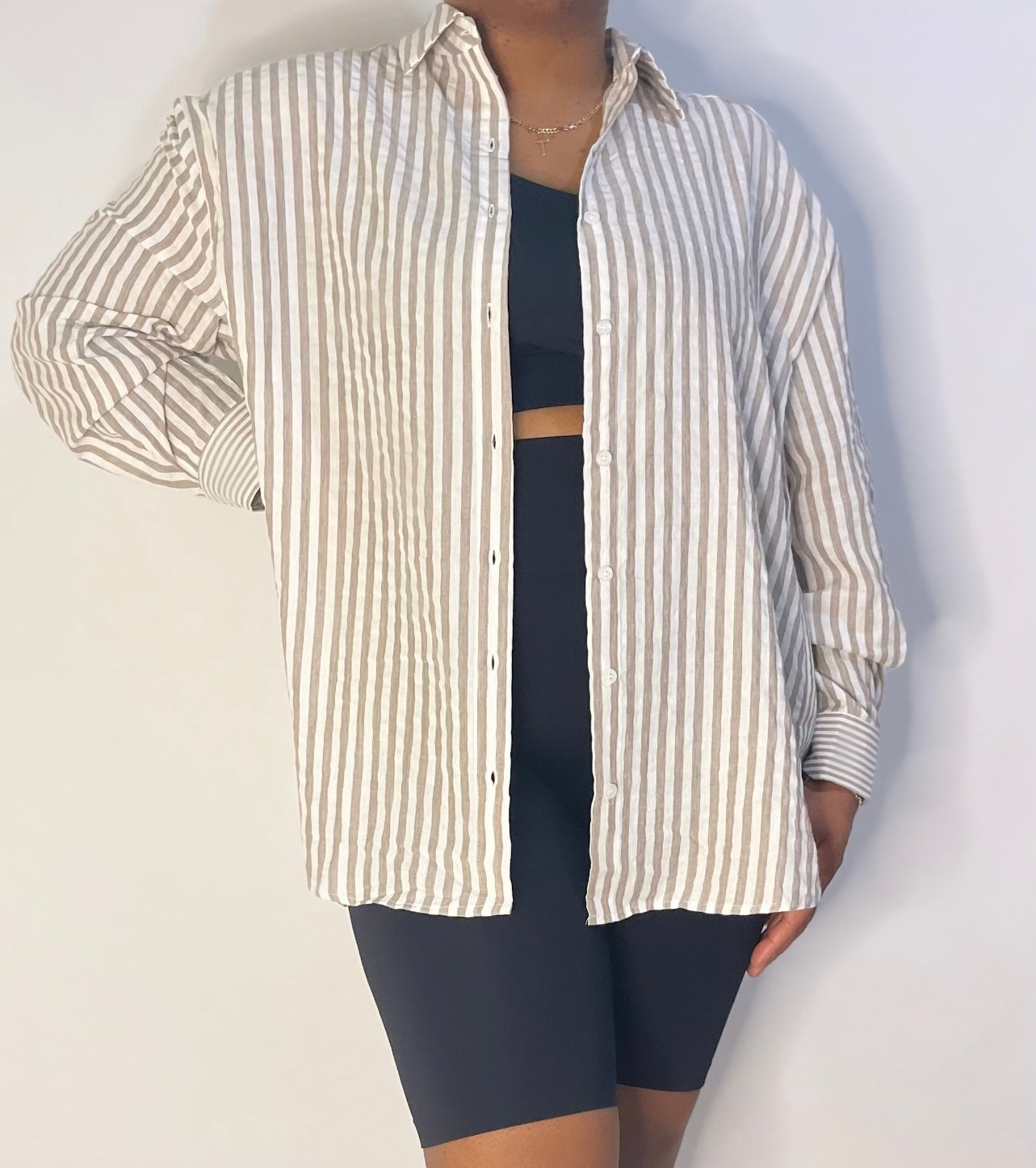 Mix Stripe Button Down