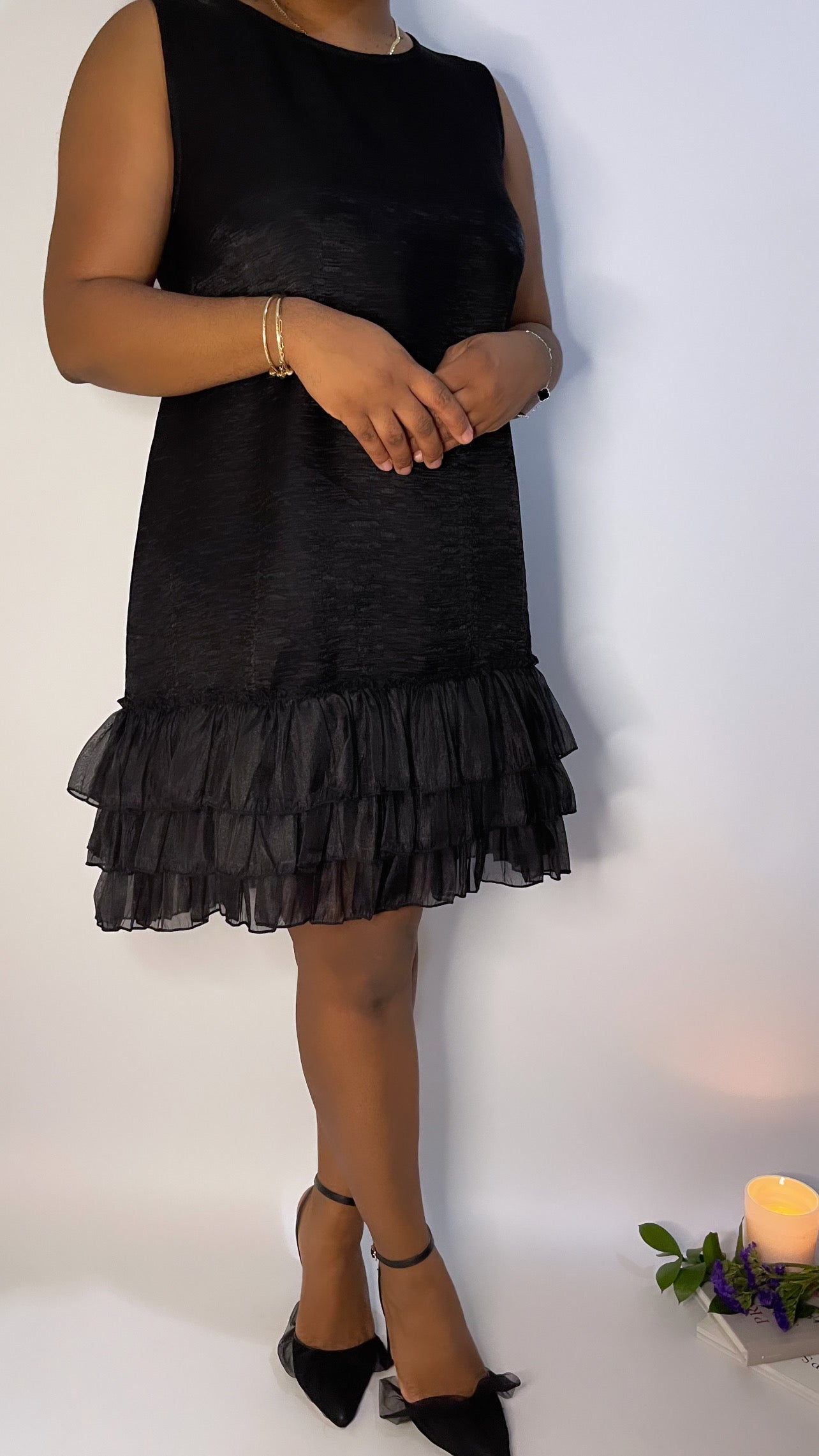 Ruffle Dreams Black Dress