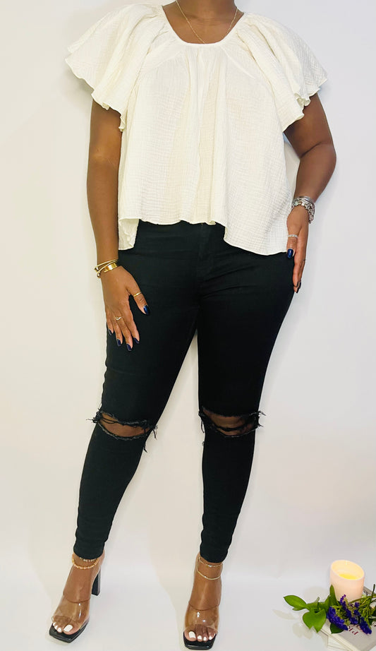 Draped Open Back Blouse