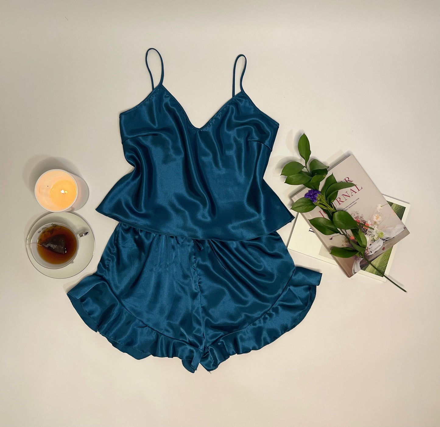 Berry Blue Cami & Ruffle Trim Shorts Pajama