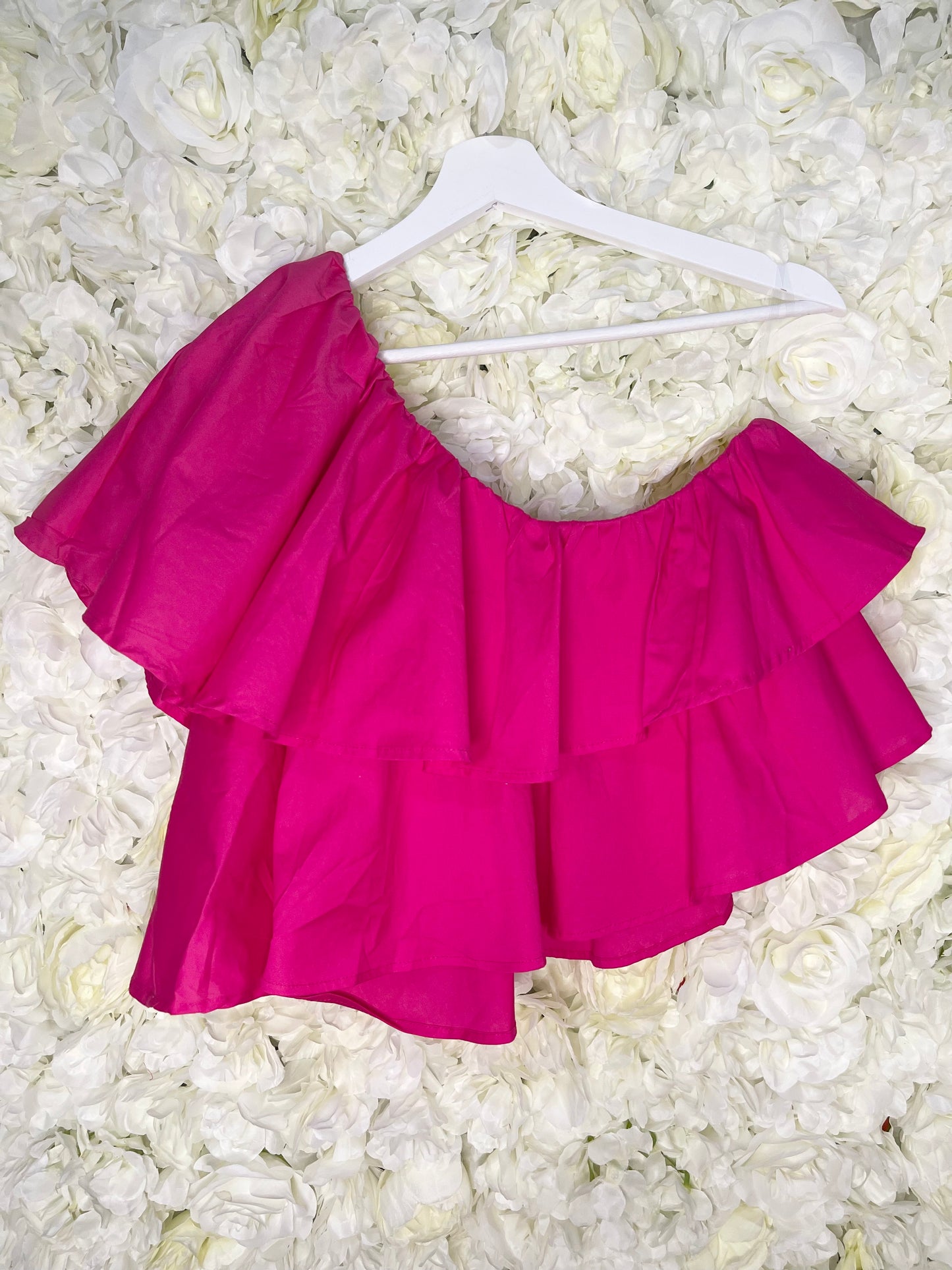 Ruffle One Shoulder Crop Top