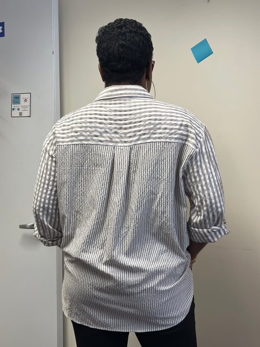 Mix Stripe Button Down