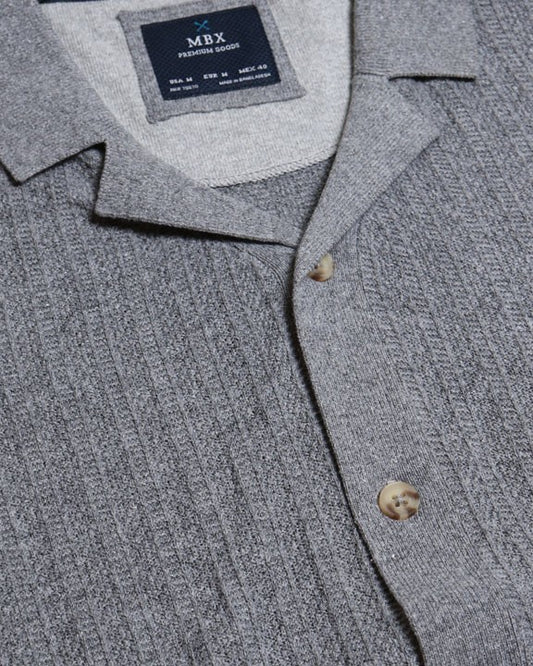 Textured Button-Down Polo Shirt