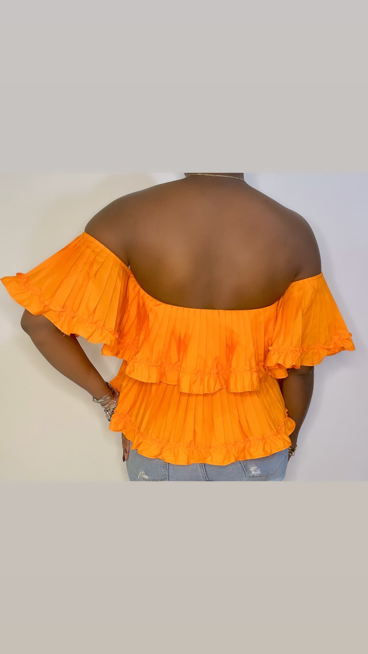 Pleated Ruffle Off Shoulder Top - 2 colors available