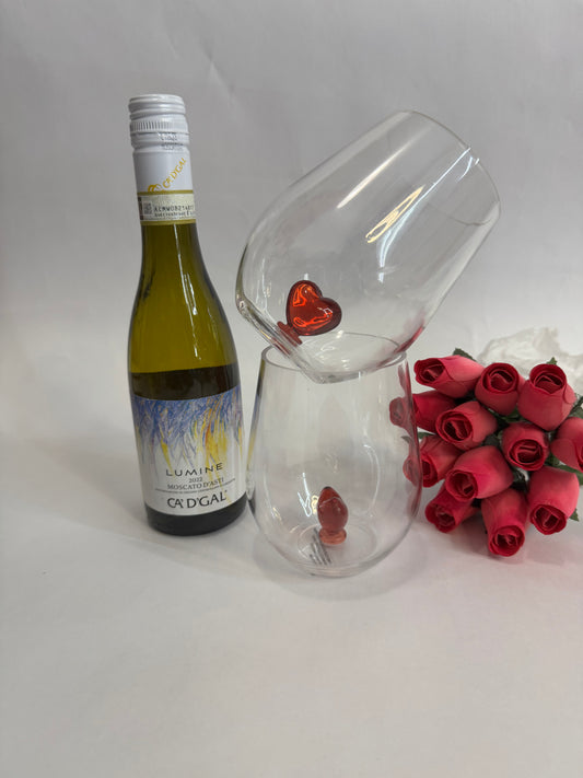 Queen of Hearts Stemless Wine Glass