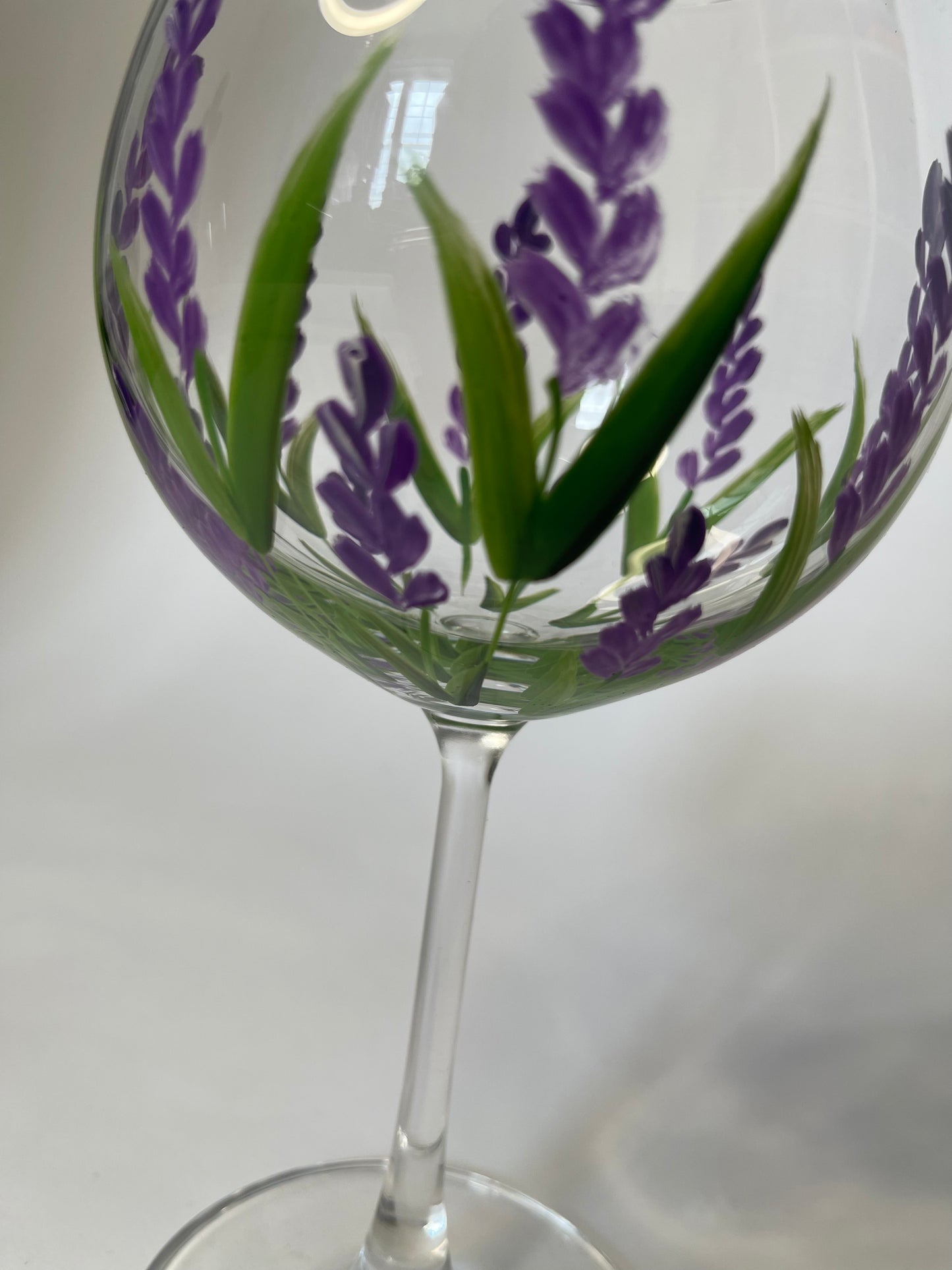 Hand Painted Floral Stemmed Wine Glass