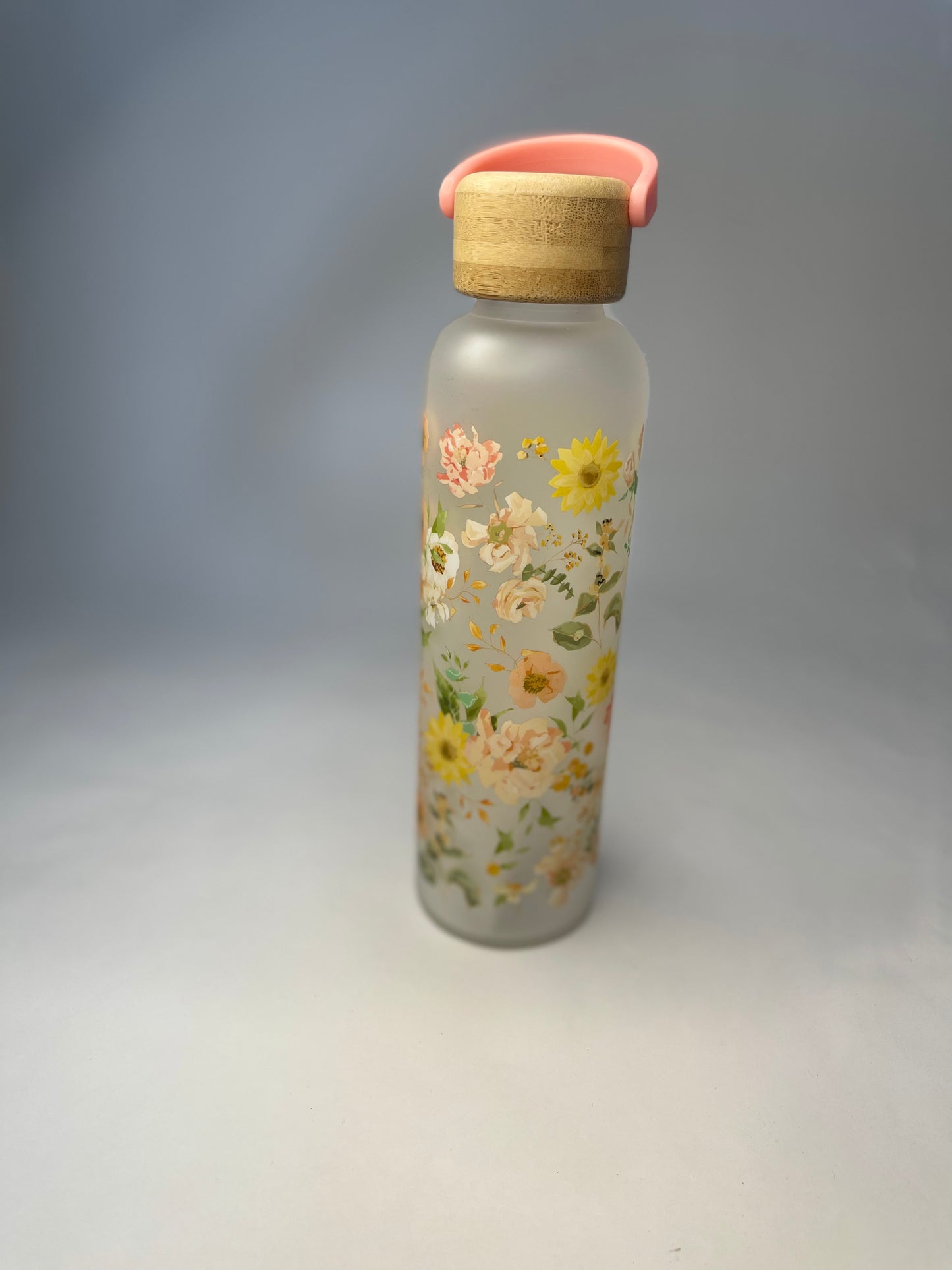 Floral Glass Water Bottle