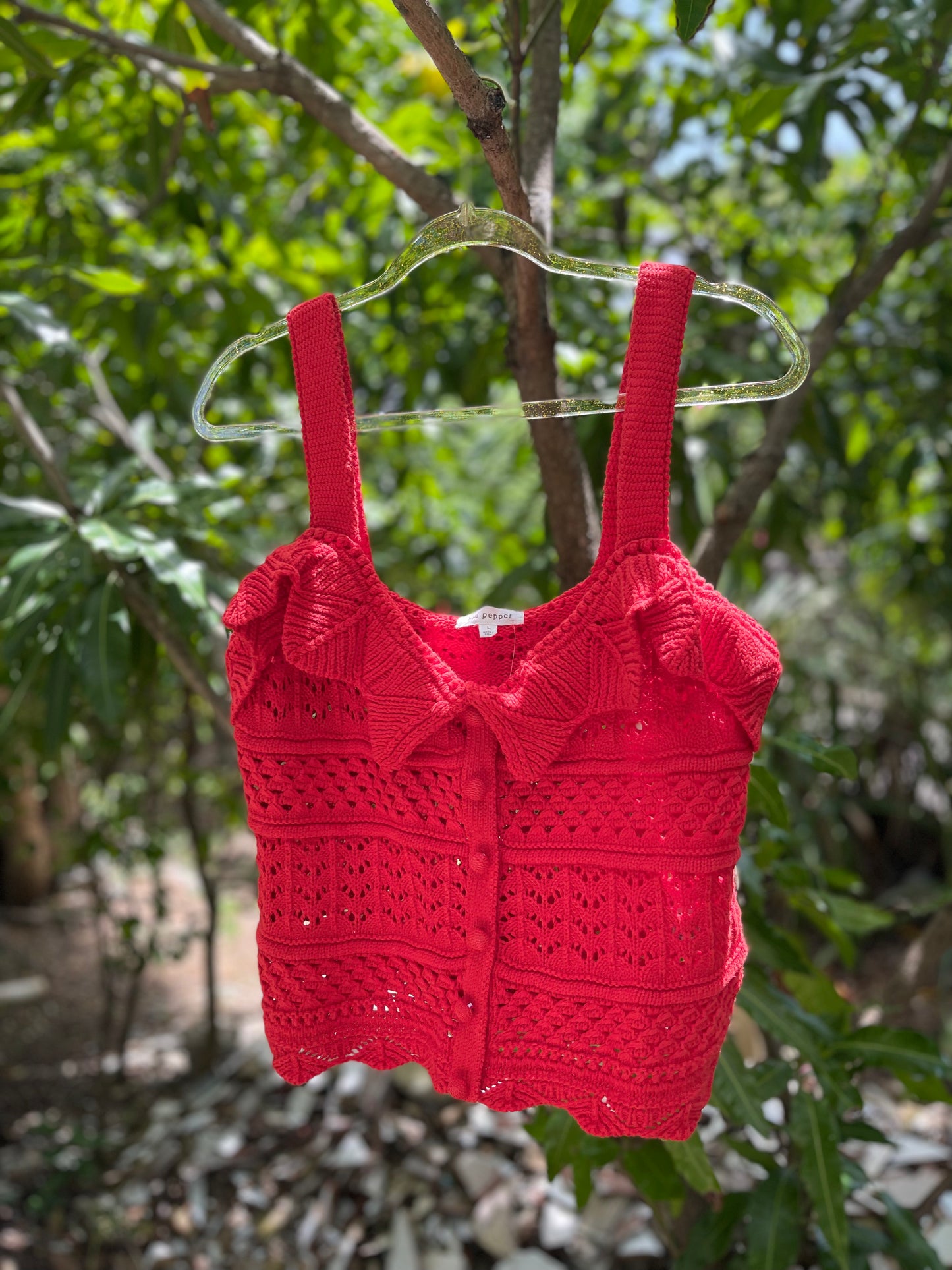 Tomato Crochet Knit Top