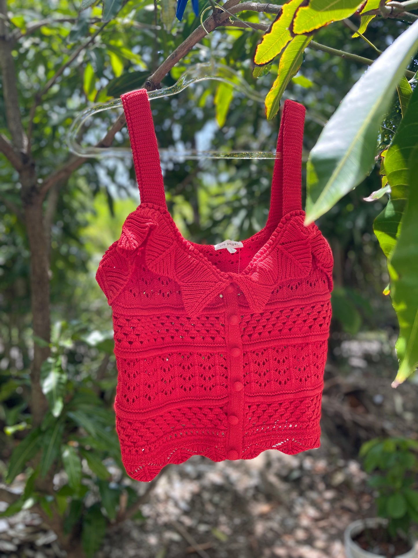 Tomato Crochet Knit Top